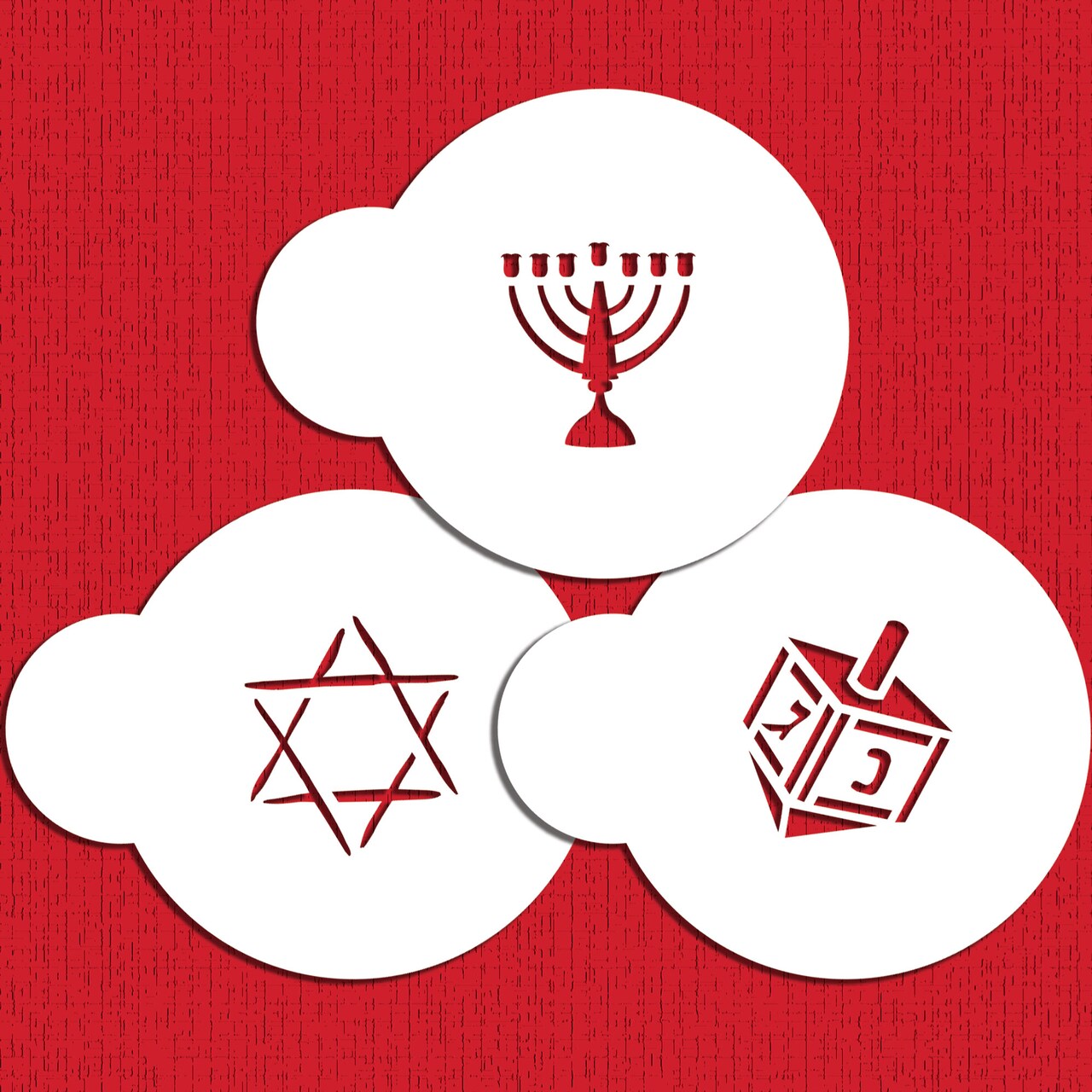 1.5-Inch Small Jewish Symbols Cookie & Cupcake Stencils: Dreidel, Star of David, Menorah | C193 by Designer Stencils |